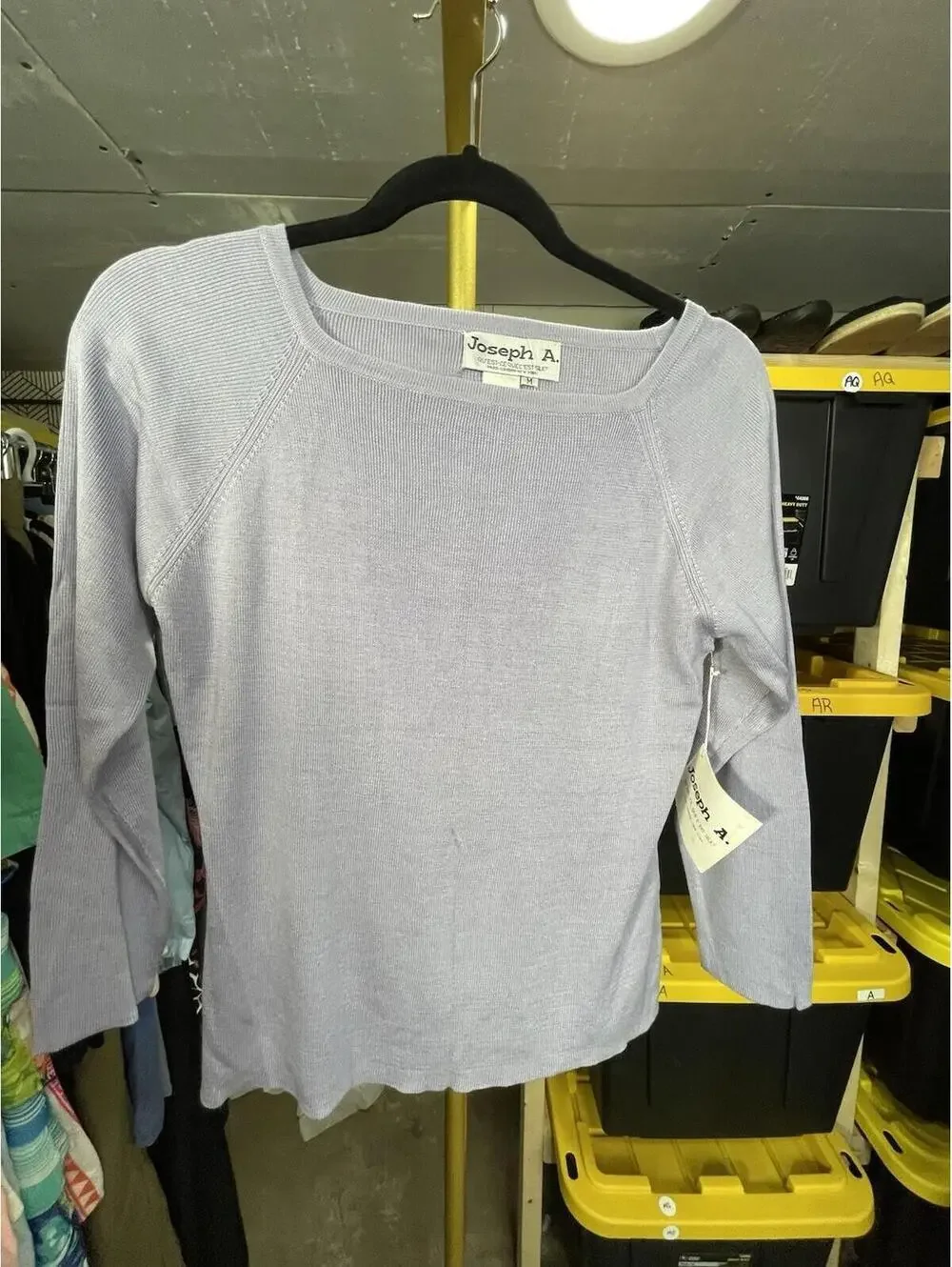 NWT Joseph A Lilac Purple Silk Sweater M 3/4 Sleeve Minimalist Quiet Luxury Soft